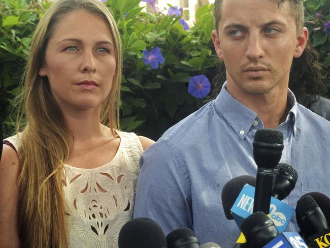 Police at first thought Ms Huskins’ boyfriend Aaron Quinn was responsible for her disappearance. Picture: Mike Jory/Vallejo Times-Herald via AP