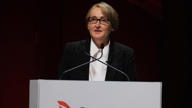 MELBOURNE, AUSTRALIA - NewsWire Photos NOVEMBER 3, 2023: Qantas CEO Vanessa Hudson is seen during the Qantas Annual General Meeting (AGM), in Melbourne.Picture: NCA NewsWire / Luis Ascui