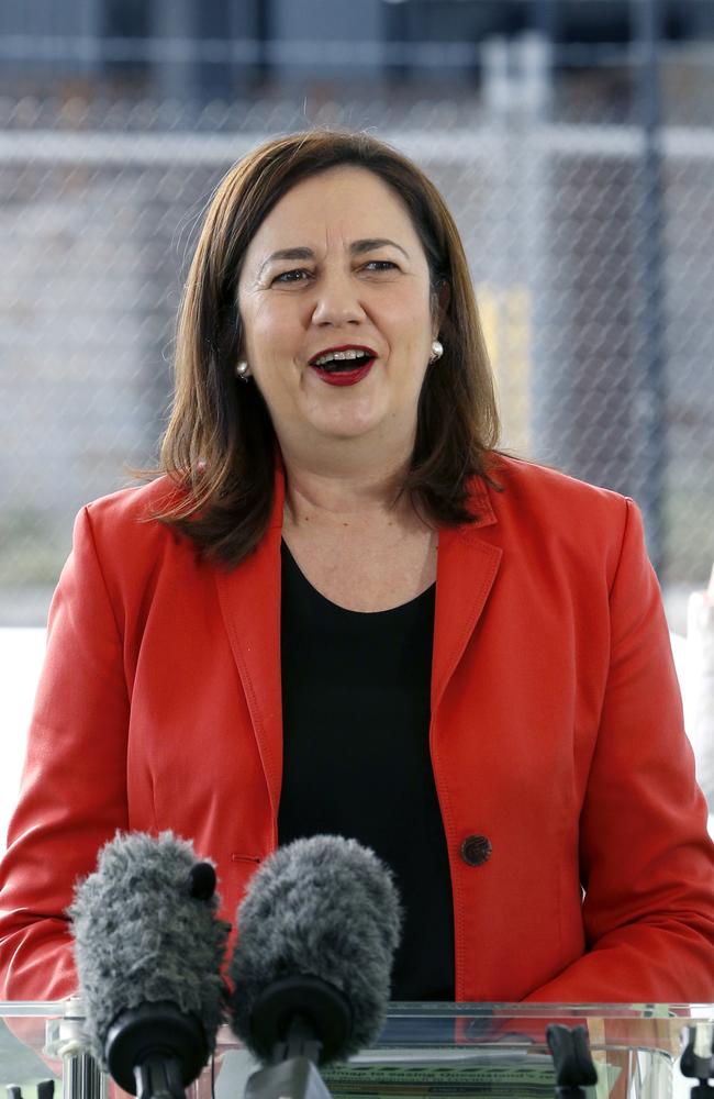 Premier Annastacia Palaszczuk speaking at a press conference today. Picture: Steve Pohlner