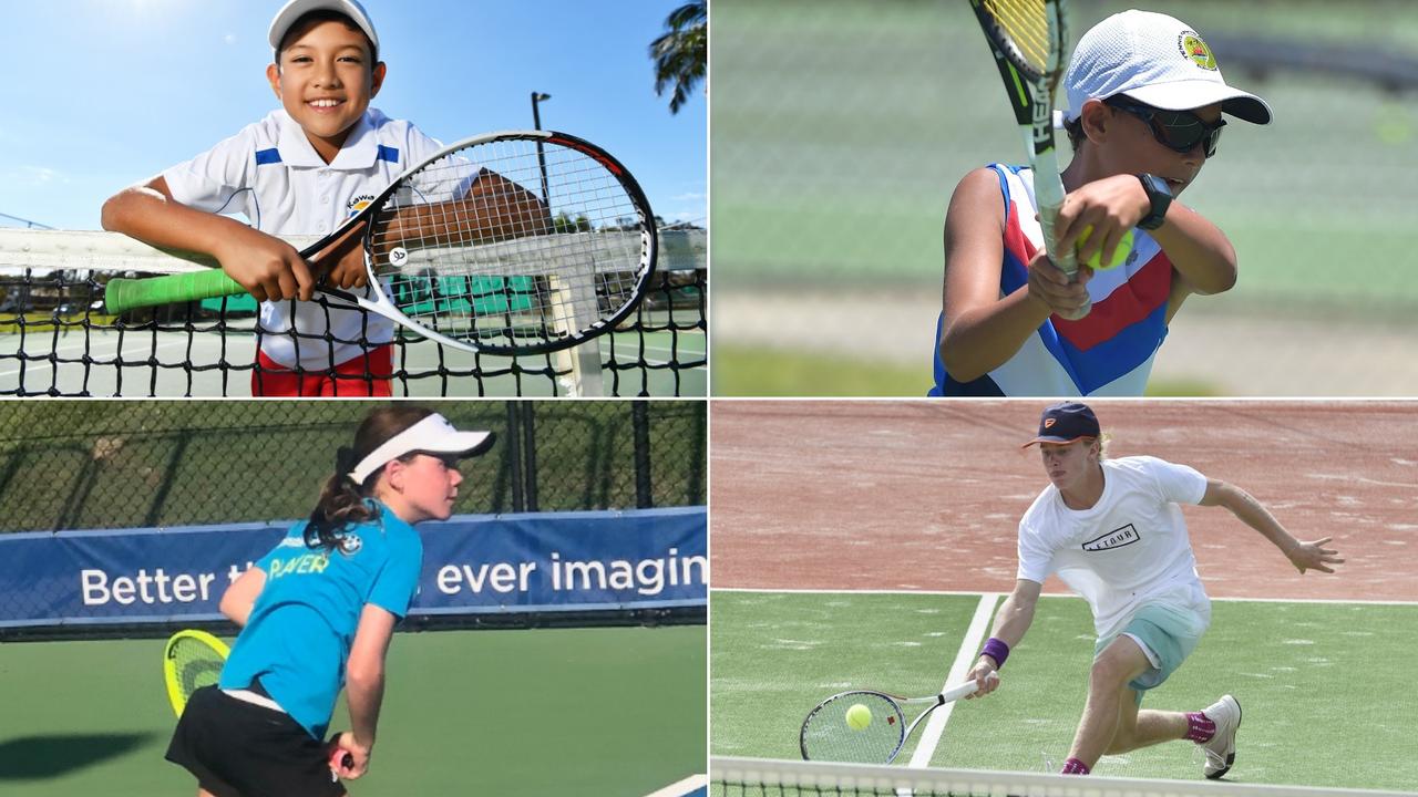 Ozzy Robins, Jack Dixon, Milly Bonassi, Conor McEvoy, Dane Sweeny and Calum Puttergill play Sunshine Coast tennis The Courier Mail