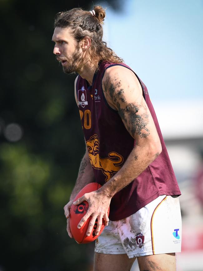 Former AFL star Tom Hickey in action for the Palm Beach Currumbin Lions. Picture: Highflyer Images.