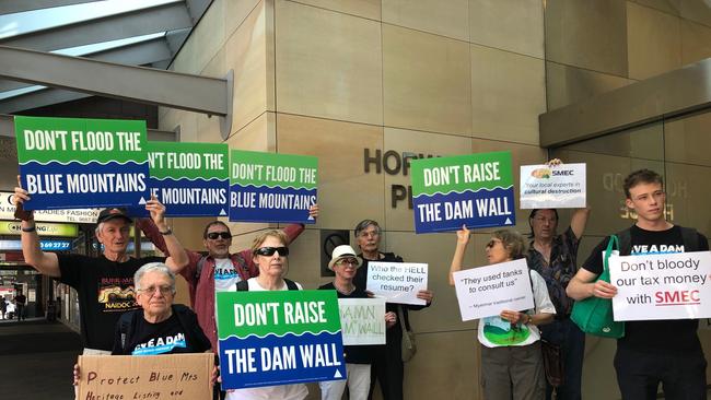 Give a Dam protesters outside the Smec office at Parramatta in 2019.