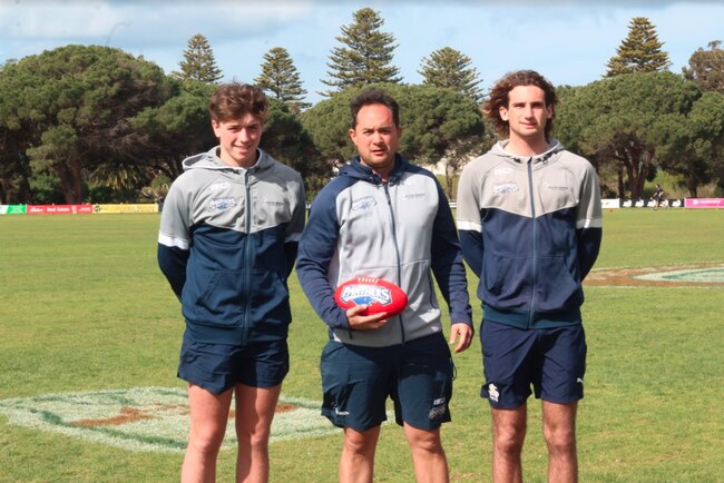 Victor Harbor's Oakley Johnson, Paul Loughead and Jye Bottroff are ready to take on Kadina on Tuesday. Picture: Supplied, Victor Harbor High School