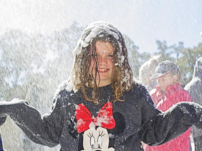 Gabby Riordan on the snowfields at Snowflakes in Stanthorpe.