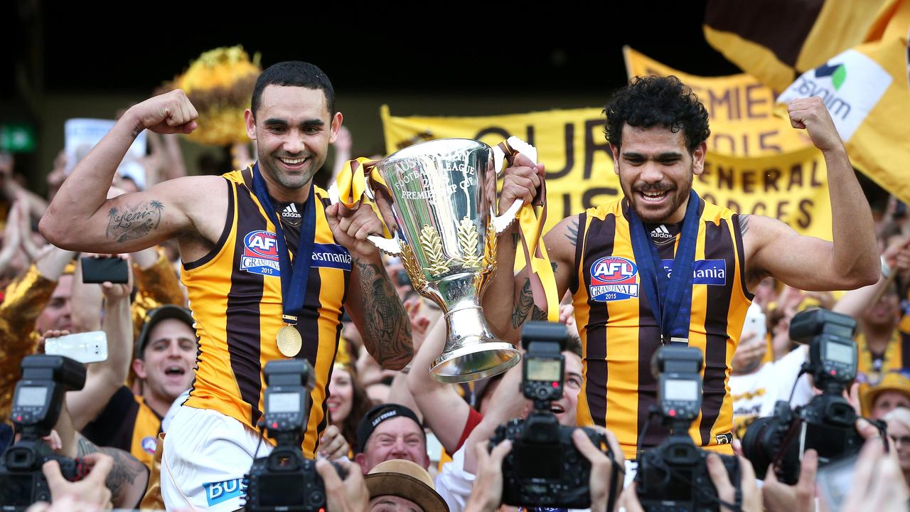 Shaun Burgoyne (left) is one of only six players to play 400 games. Picture: Mark Dadswell