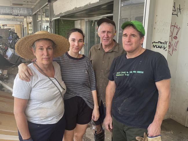 (L-R) Lismore business owner Susan Dasya with her daughter, volunteer Ian and partner Robert Creedon. Picture: Kaitlyn Smith