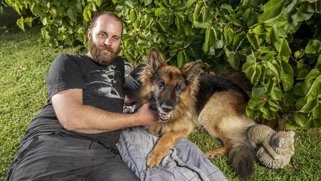 Ryan slept in a sleeping bag outside with Max to gain his trust. Picture: Tim Carrafa