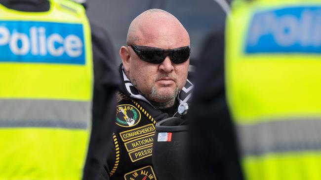 Detectives from the organised crime Echo taskforce arrested Comanchero Motorcycle Club President Mick Murray. Picture: Ian Currie