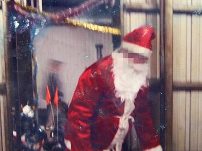 Father Christmas: Charlie Colt dressed as Santa on the family farm.