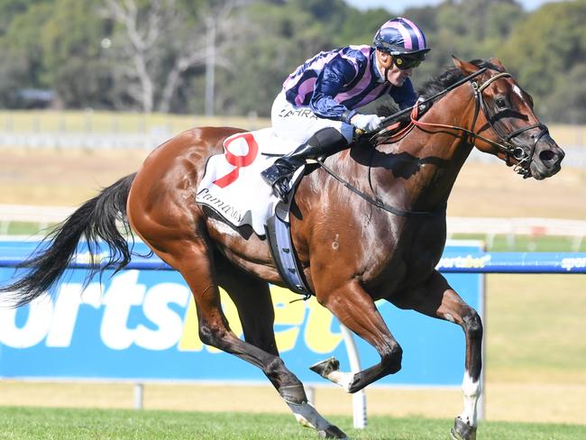 She's Bulletproof ridden by Mark Zahra wins the Lamaro's Hotel Geoffrey Bellmaine Stakes at Sportsbet Sandown Lakeside Racecourse on February 01, 2025 in Springvale, Australia. (Photo by Brett Holburt/Racing Photos via Getty Images)