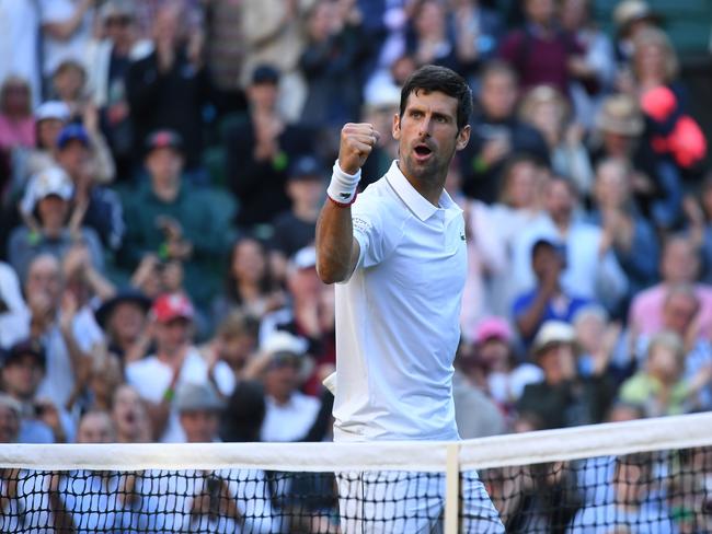 Serbia's Novak Djokovic is finding life on the court far easier than off it at Wimbledon. Picture: Ben Stansall/AFP