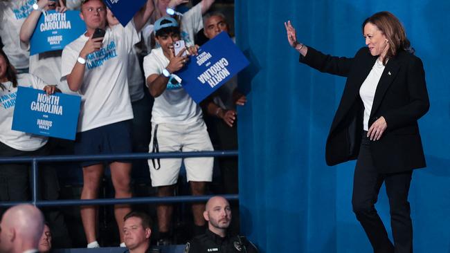 Democratic presidential nominee and US Vice-President Kamala Harris at a campaign rally at the Greensboro Coliseum in North Carolina on September 12. Picture: AFP