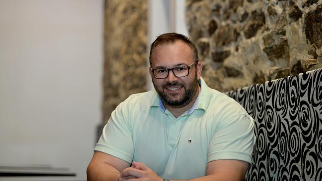 Kristian Livolsi in his restaurant, The Taxpayer, on Victoria Square. Picture: Greg Higgs.