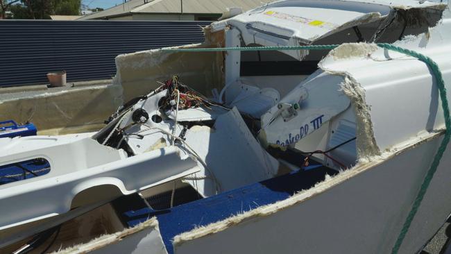 Pictures show the damage to the boat. Picture: MISSING LINK MEDIA