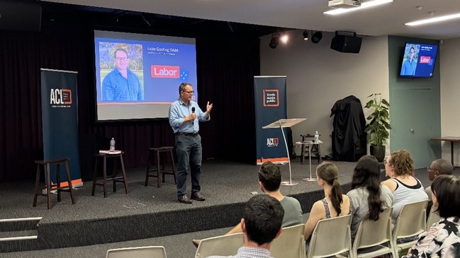 Solomon MP Luke Gosling speaking to the audience. Picture: Supplied.