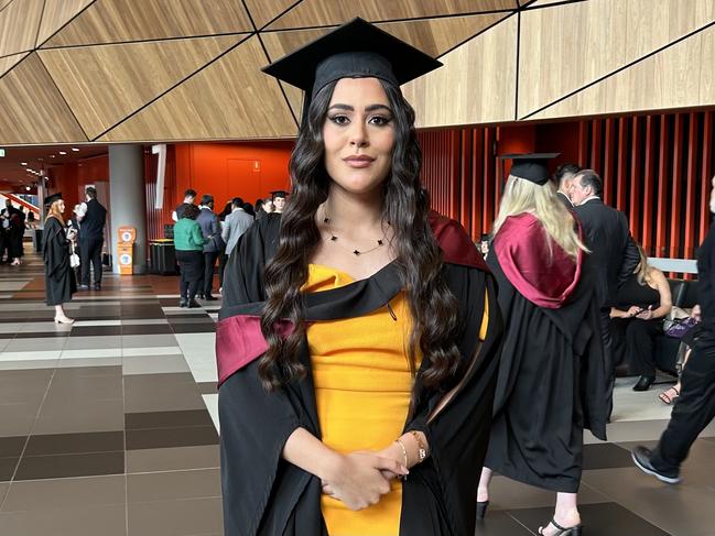 Zahraa Akeel graduates from the Australian Catholic University with a Bachelor of Laws on April 7, 2024. Picture: Brittany Busch