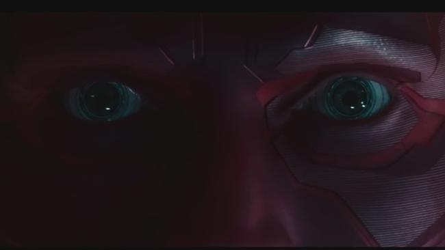 Paul Bettany appears as the Vision at the end of the trailer.