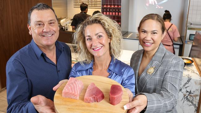 KIN Premium Australian Seafood directors Marcus Stehr, Simoan Hayman and Lukina Lukin. Picture: Russell Millard