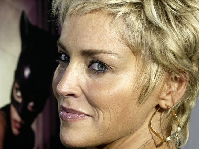 Actress Sharon Stone at "Catwoman" film premiere in Hollywood, 19 Jul 2004. headshot profile