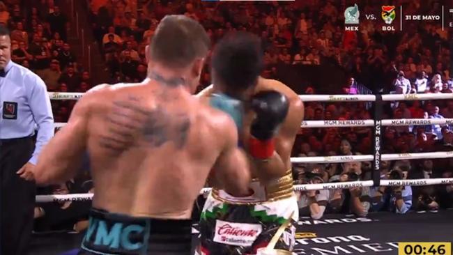 The punch that sent Munguia to the canvas.