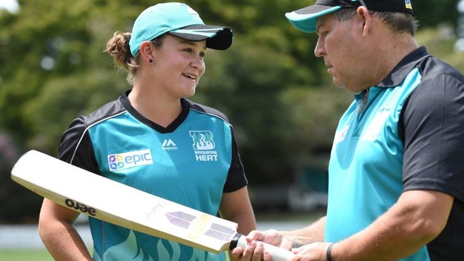 Barty with Brisbane Heat coach Andy Richards. Picture: AAP