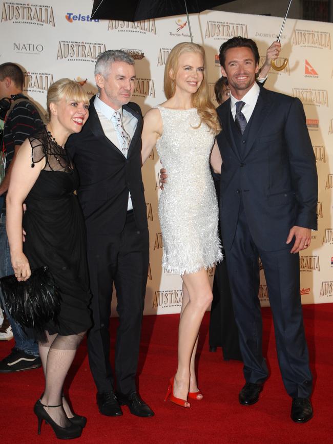 Catherine Martin, Baz Luhrmann, Nicole Kidman and Hugh Jackman arrive for the premiere of 2008 film 'Australia' in Sydney. Picture: Richard Dobson