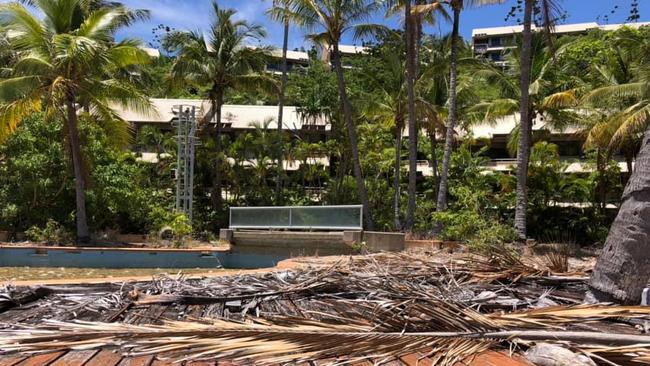 The resort on Lindeman Island off Mackay is in a derelict state after it was abandoned following Cyclone Yasi in 2011. Picture: Red Livermore