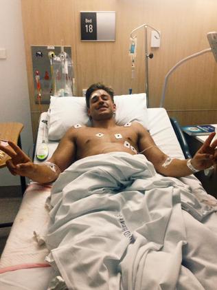 Sam Wallace in Robina Hospital from his Facebook page.