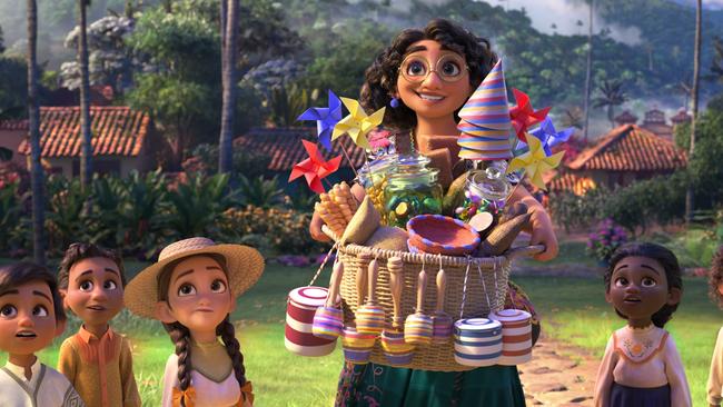 Walt Disney Animation Studios’ Encanto introduces Mirabel, a 15-year-old who lives with her family in the mountains of Colombia in a magical house, in a vibrant town, in a wondrous, charmed place called an Encanto.