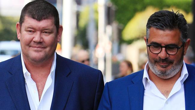 James Packer and Andrew Demetriou in Melbourne. Picture: Aaron Francis