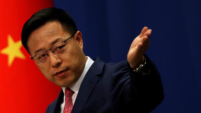 Foreign Ministry spokesman Zhao Lijian used Twitter to claim the US military brought the coronavirus to China while attending a sporting contest. Picture: Reuters