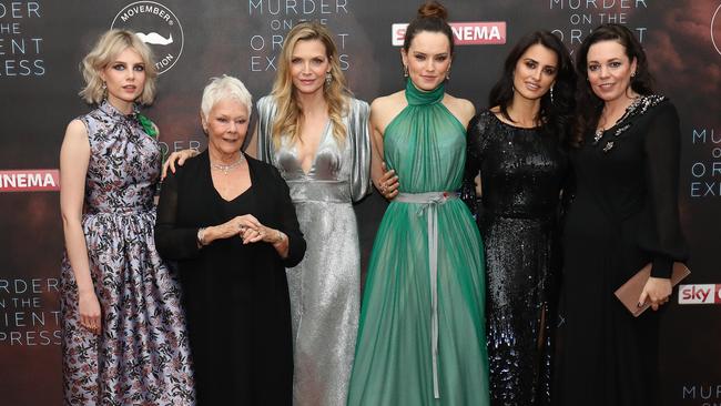 Lucy Boynton, Dame Judi Dench, Pfeiffer, Daisy Ridley, Penélope Cruz and Olivia Coleman at the World Premiere. Picture: Tim P. Whitby / Getty Images.