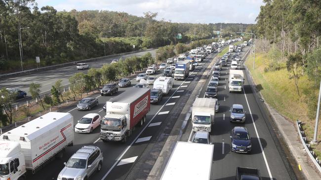 Traffic gridlock on the M1. Picture: Mike Batterham.