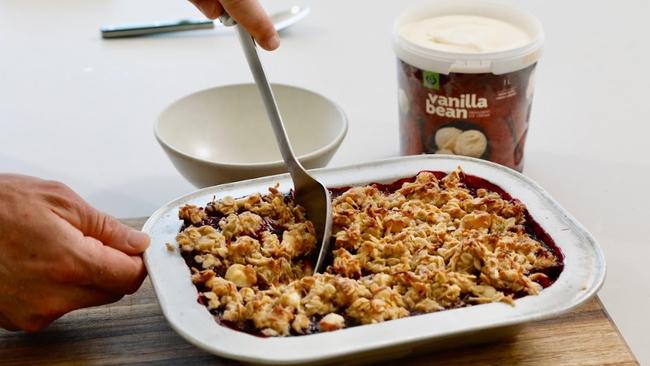The berry and rhubarb crumble. Picture: Supplied
