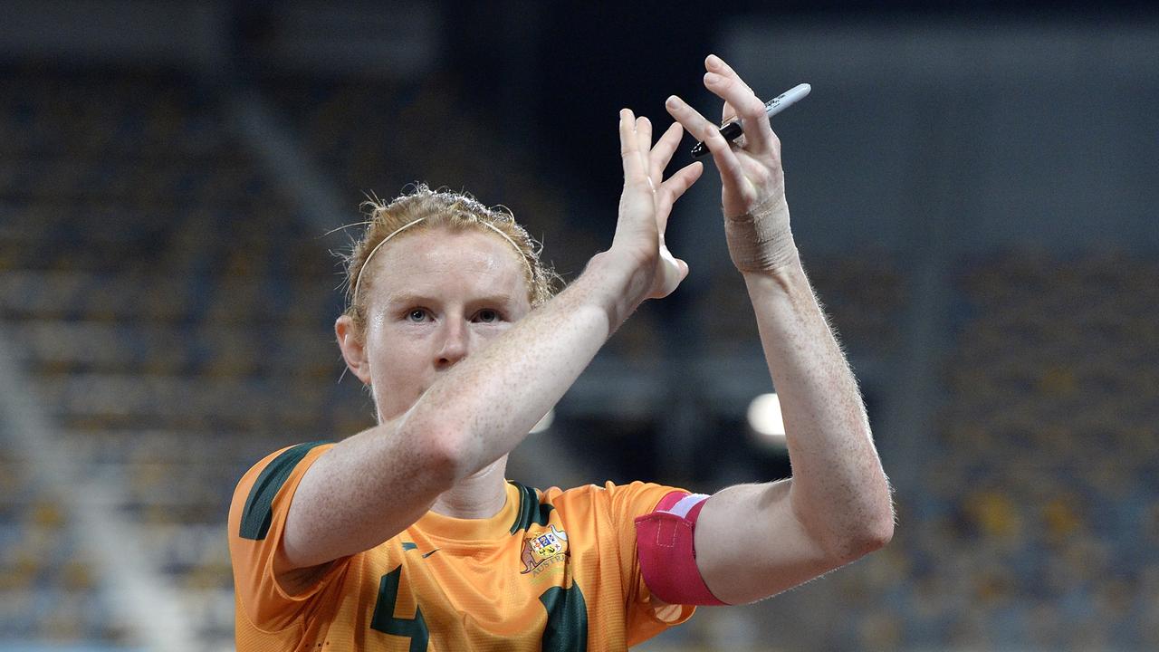 Clare Polkinghorne is retiring from international football. Picture: Bradley Kanaris/Getty Images