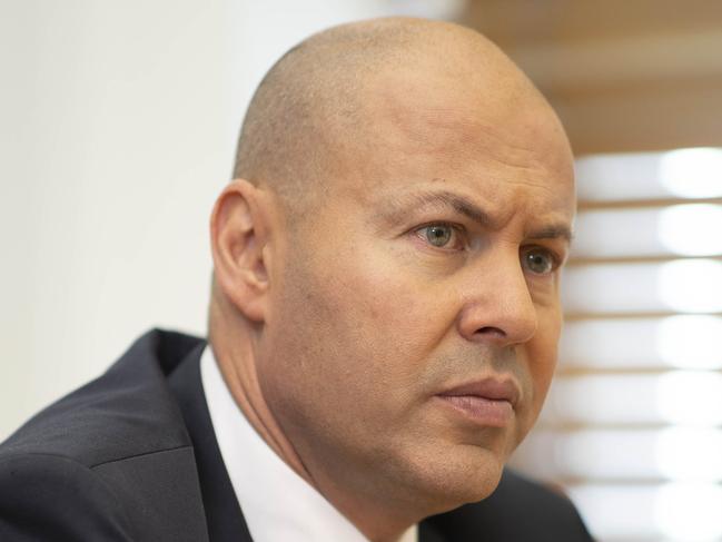 CANBERRA, AUSTRALIA18 March 2022: The Treasurer Josh Frydenberg in his office in Canberra talking to journalists from The Australian.Picture: Gary Ramage