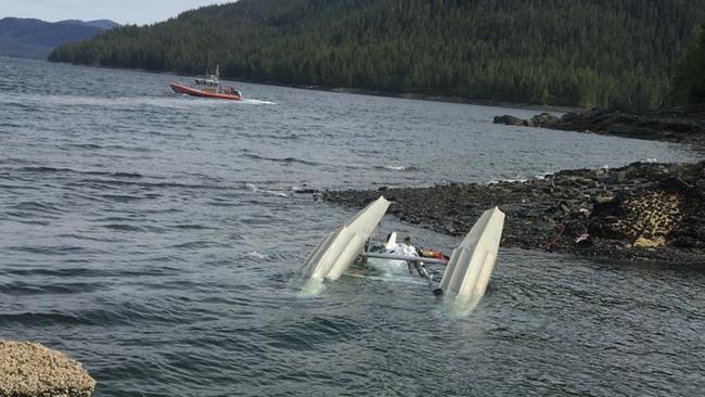 US Coast Guard crews respond to the mid-air collision between two seaplanes in Alaska. Picture: AAP/US Coast Guard