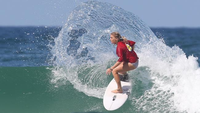 Dimity Stoyle competing at the Scoot Burleigh Pro at Burleigh Heads. Picture: Regi Varghese