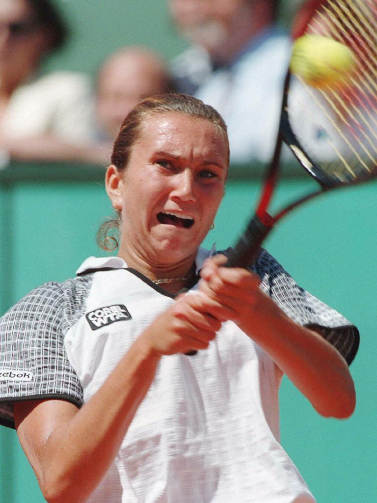 Croatian tennis player Iva Majoli – pictured competing in the French Open final in 1997 – was also among the 16 pros.