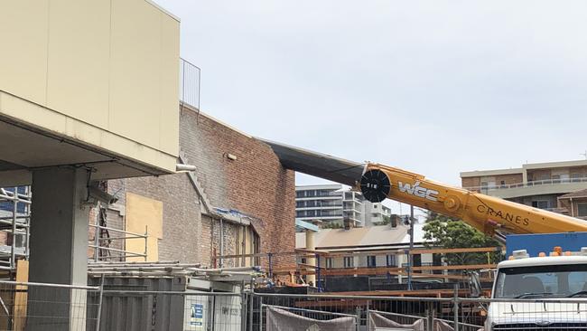 It was lucky no one was injured when the crane fell on top of the Builder’s Club. Picture: Madeline Crittenden.     