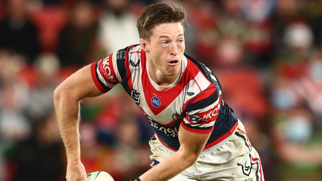 Sam Verrills is determined to hang on to the No.9 jumper at the Roosters. Picture: Chris Hyde/Getty Images