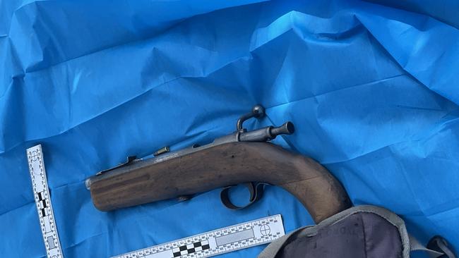 Police conducting a search near a Highfields property that was the scene of a siege allegedly found a loaded sawn-off .22 rifle on January 19, 2023.