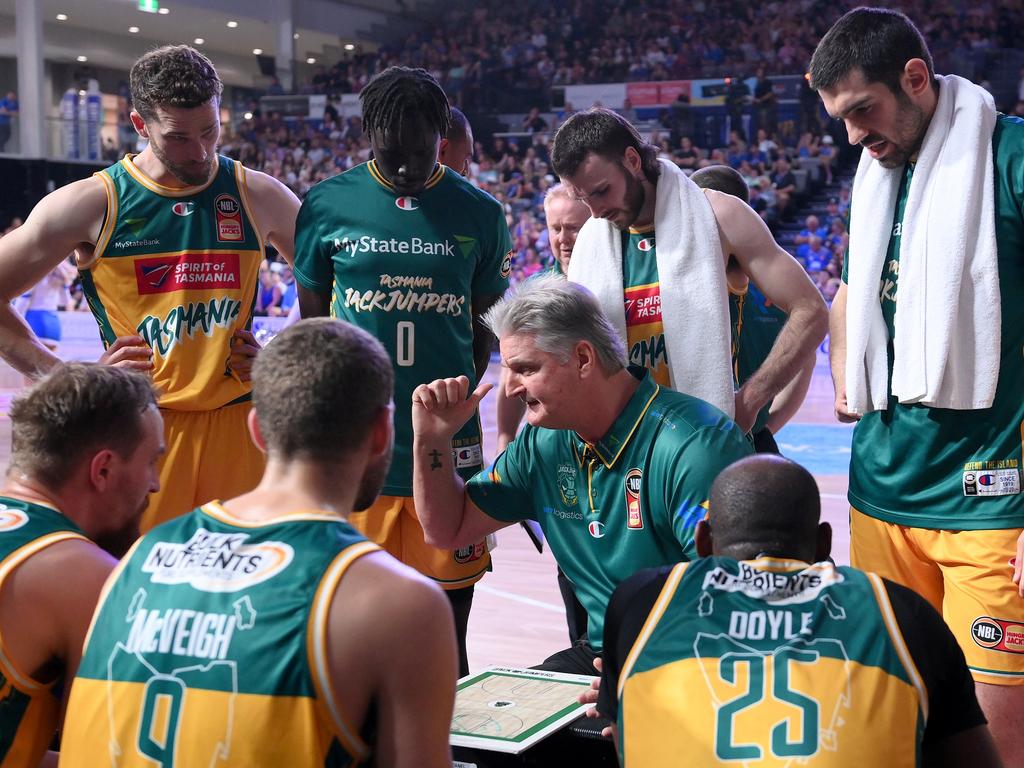 Scott Roth urging his charges to play some D (probably). Picture: Getty Images