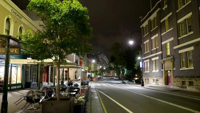 8pm on George St at The Rocks. Picture: Jonathan Ng