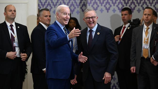 United States President Joe Biden and Prime Minister Anthony Albanese after a bilateral meeting during the ASEAN Summit in Phnom Penh in Cambodia in November.