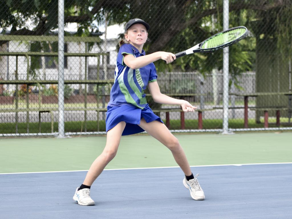 Zoe Nicolson at Mackay Tennis Association. The family trains with Ken Rogers at the Rogers Tennis Academy. Picture: Matthew Forrest