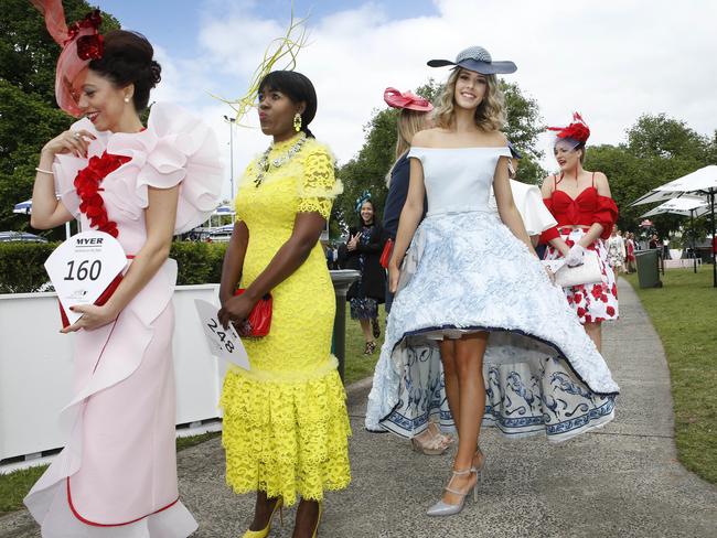 Myer Fashions on the Field. Nichole Costantino waits in the line up. Picture: David Caird