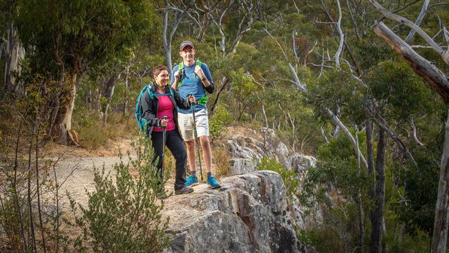 Jeremy Carter and Nola Bellenger in Belair National Park. Picture: Brad Fleet