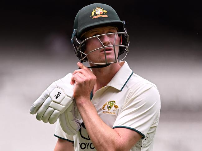 Australian batsman Cameron Bancroft walks off after being dismissed for a golden duck on the third day of the Australia A against India A cricket match at the Melbourne Cricket Ground (MCG) in Melbourne on November 9, 2024. (Photo by William WEST / AFP) / --IMAGE RESTRICTED TO EDITORIAL USE - STRICTLY NO COMMERCIAL USE--