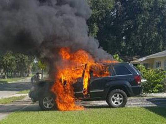 Florida man Nathan Dornacher says a Note7 charging on the dashboard of his jeep exploded and set the vehicle ablaze. Source: Facebook